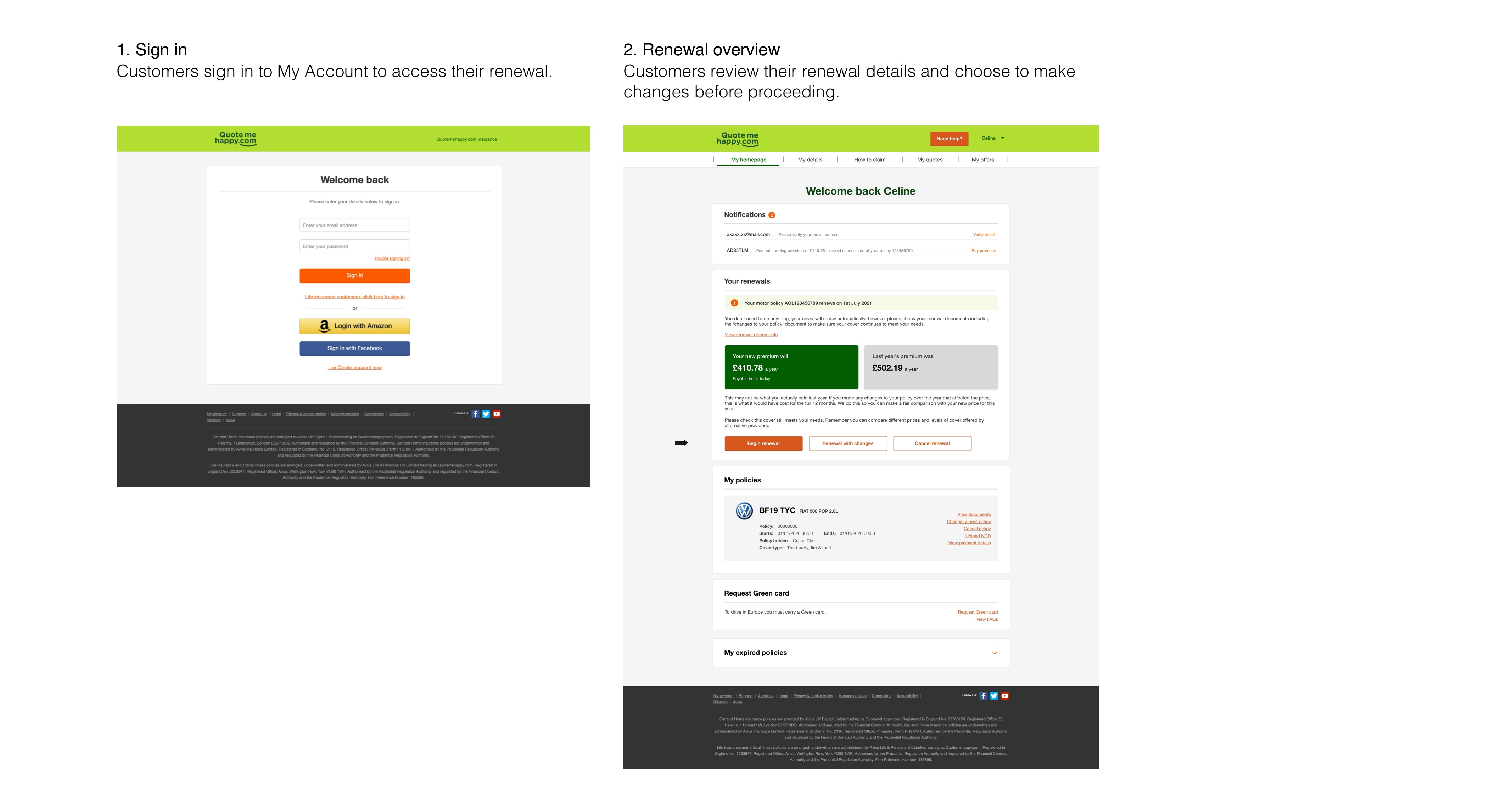 Accessing renewal from My Account to make a change